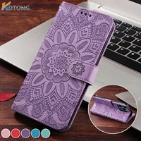 sunflower embossed leather case for iphone 14 13 pro max 11 12 mini xr x xs 8 7 6 plus se2020 flip wallet shockproof stand cover