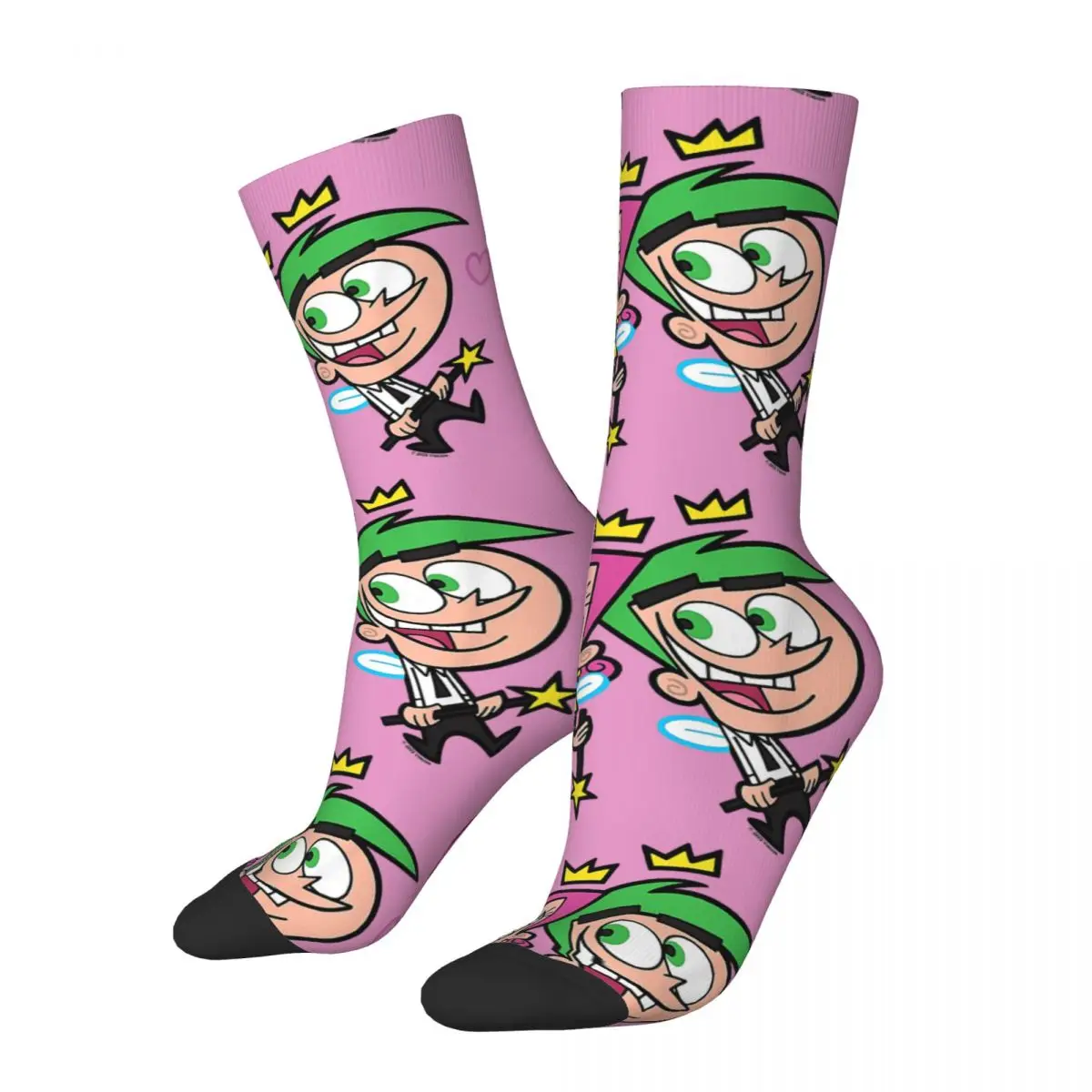 

Funny Crazy Sock for Men Cosmo And Wanda Hip Hop Vintage The Fairly Odd Parents Happy Quality Pattern Printed Boys Crew Sock