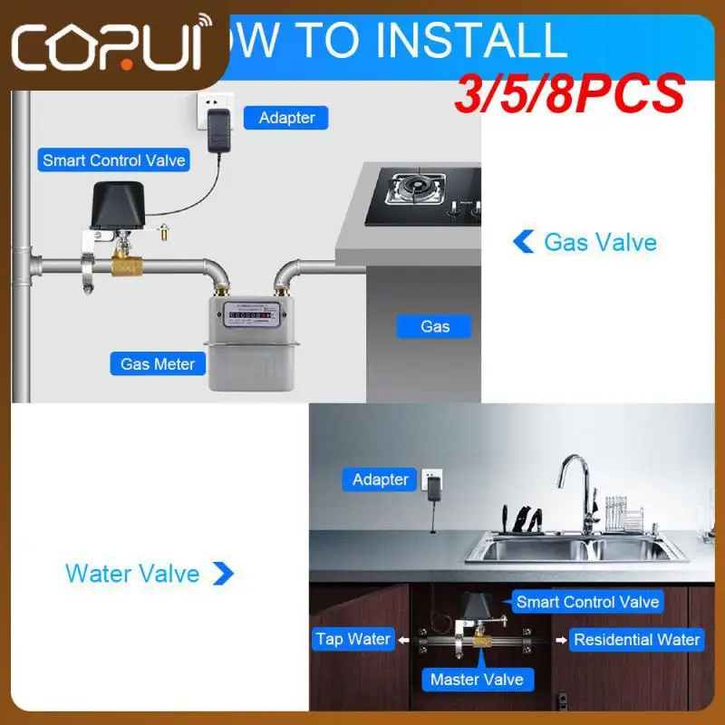 

3/5/8 шт. Zigbee газовый клапан умный водяной клапан обратный отсчет таймер Автоматизация Skits Tuya умный дом Блокировка контроллер Wi-Fi