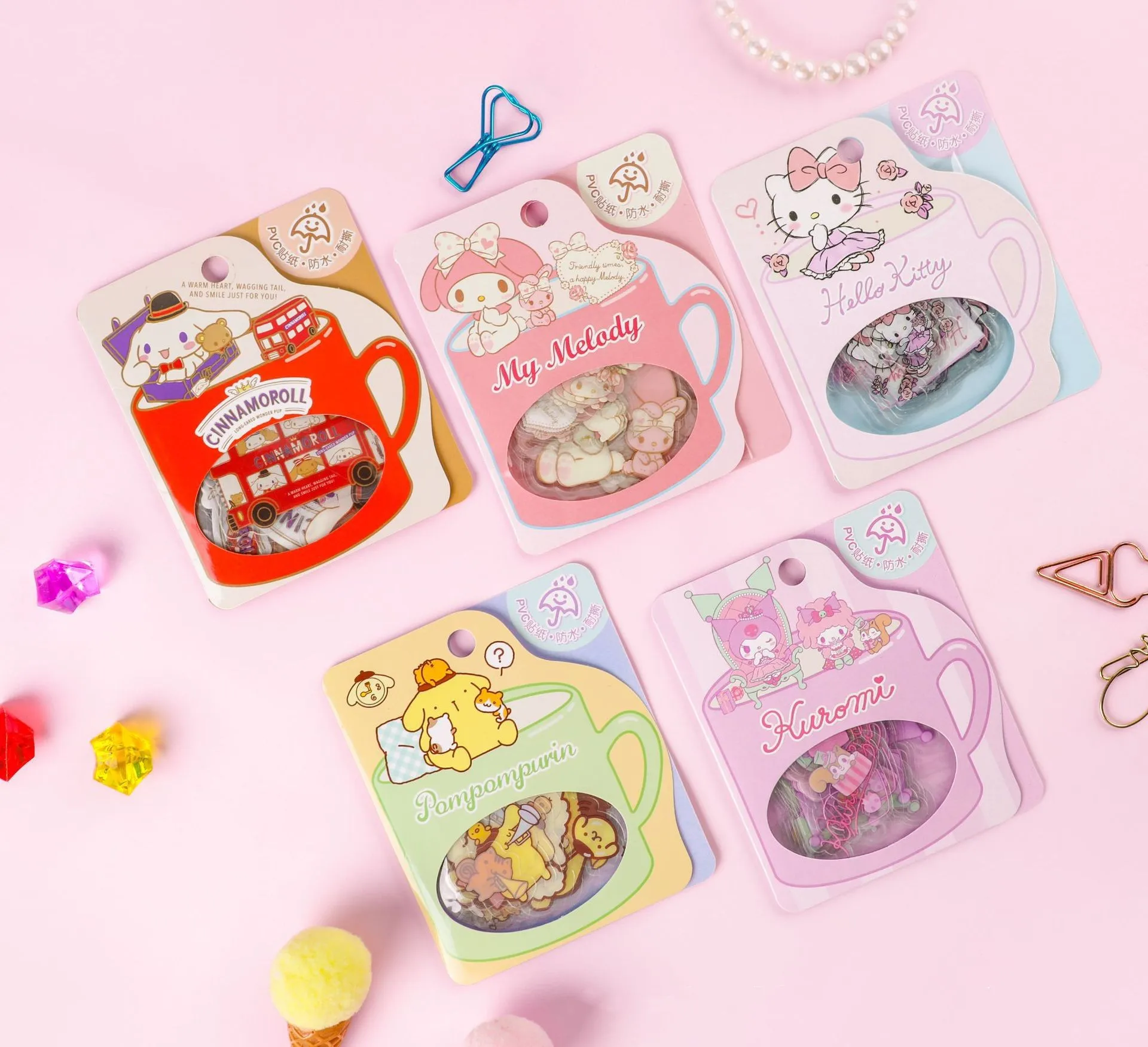 

Милый мультяшный аниме Sanrio наклейка для бутылок с водой украшение эстетика ручная книга материал мобильный телефон наклейка Shell Pack