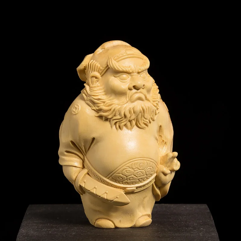 

Boxwood Carving Chinese Style God Crafts People Ornaments Master Zhong Kui Feng Shui Mascot