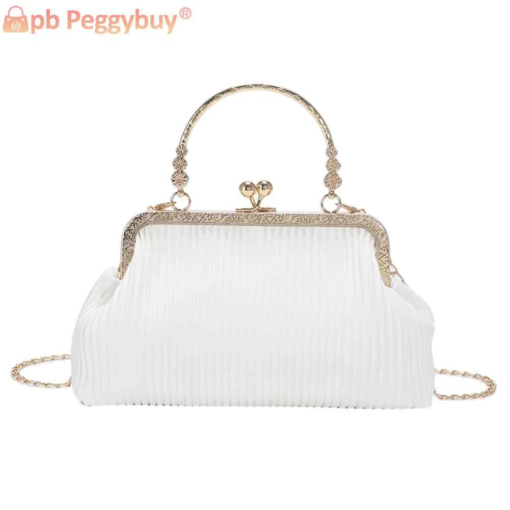 

Женская сумка-мессенджер с цепочкой, модная сумочка с ручками сверху, простая элегантная повседневная Изысканная портативная мягкая металлическая пряжка для свадебного банкета