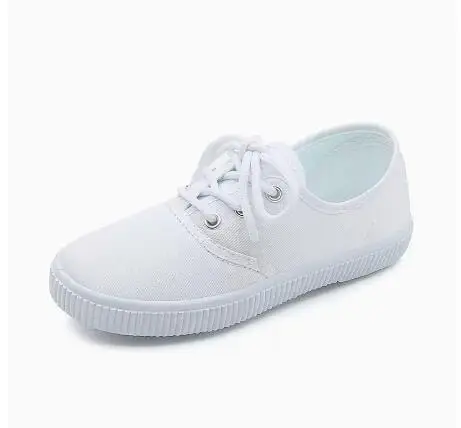 

Кроссовки Детские повседневные, однотонные белые, на плоской подошве, для бега, школьная обувь для девочек