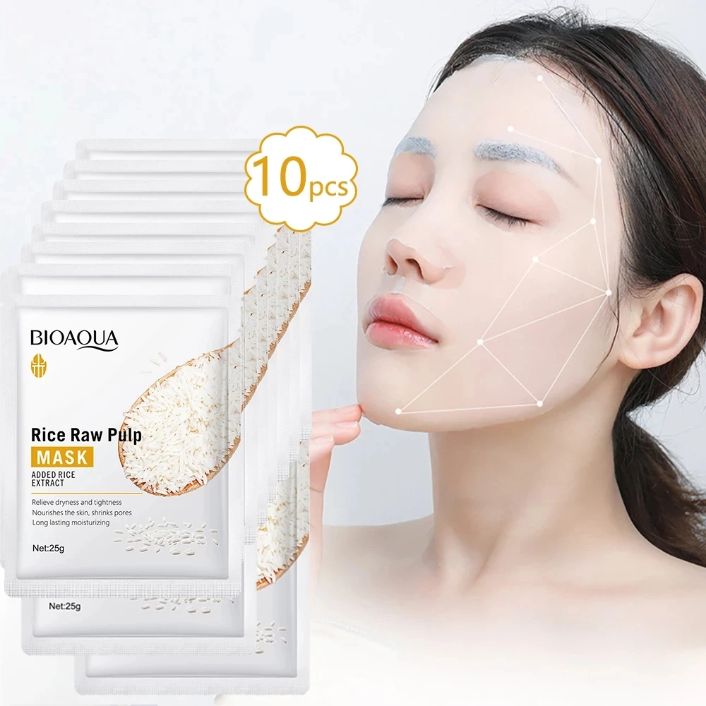 

Skin Care Moisturize Facial Mask Rice Raw Pulp Essence Shrink Pores Oil-Control Anti-Aging Whiten Korean Cosmetics Face Care