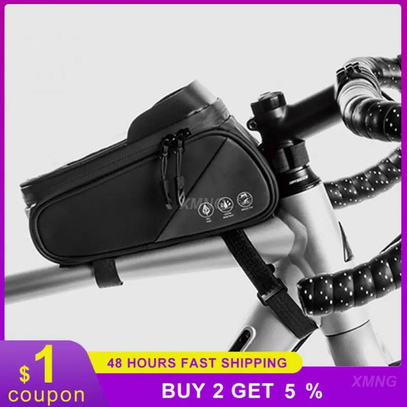 

Mountain Bike Upper Pipe Bag Black High Sensitivity Large Capacity Touch Screen Reflective Strip Riding Equipment Bicycle Packet