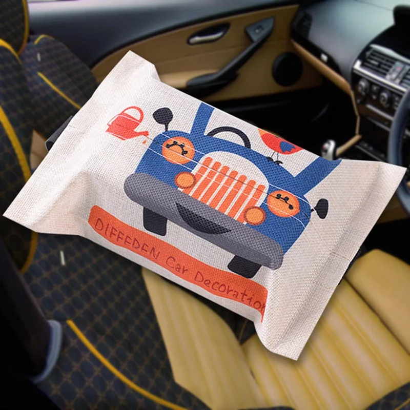 

1pcs Funny Cute Cartoon Back Hanging Container Napkin Bag Car Tissue Holder Case Pouch Tissue Box Covers Holder Box