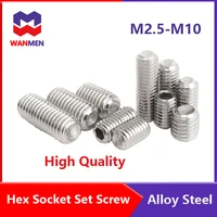 12 9grade nickel plated hex hexagon socket set screws m2 5 m3 m4 m5 m6 m8 m10 headless allen point grub screw alloy steel