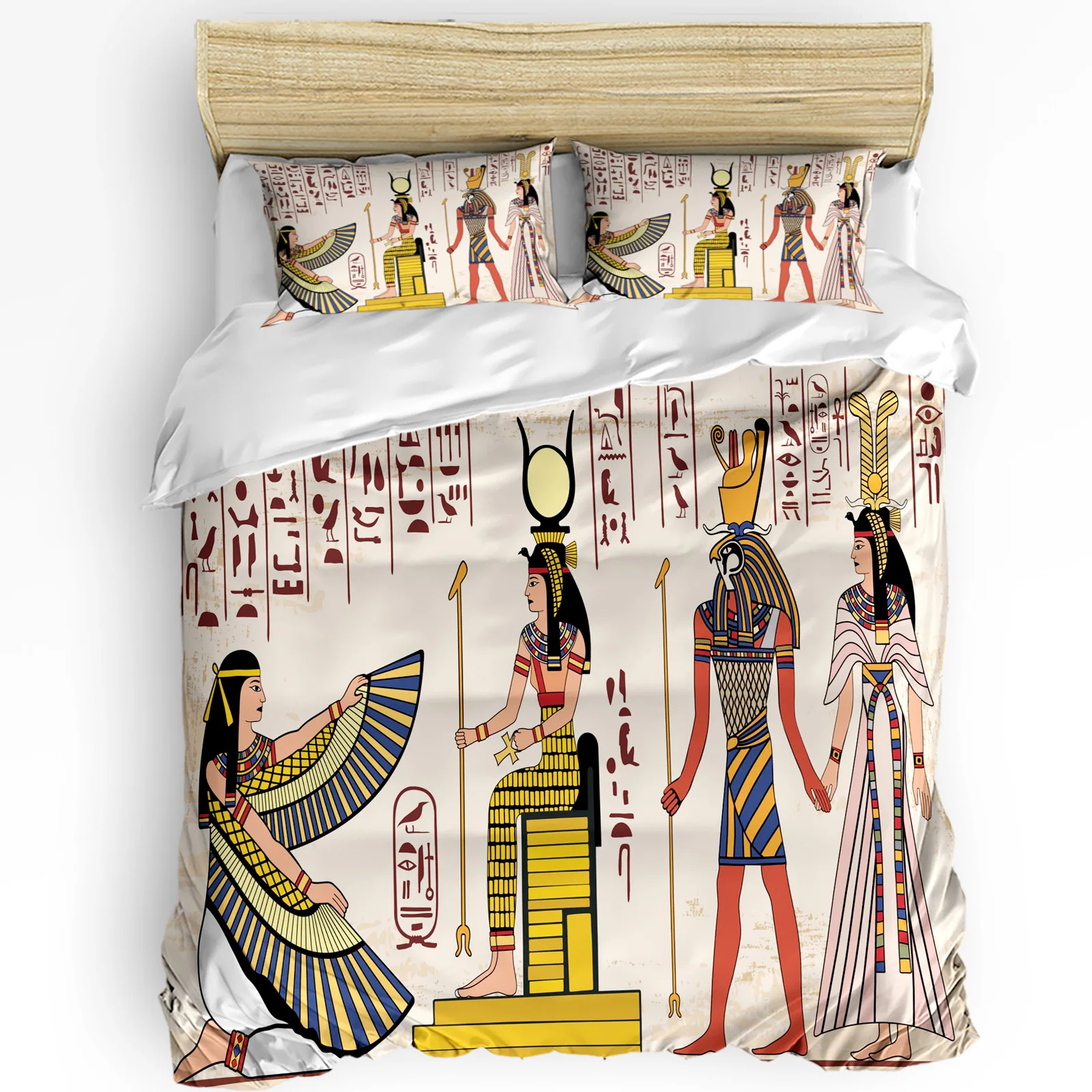 

Egyptian Mural Culture Ancient Art 3pcs Bedding Set For Bedroom Double Bed Home Textile Duvet Cover Quilt Cover Pillowcase