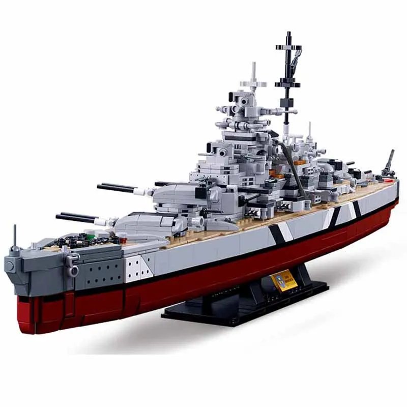 

SLUBAN World War 2 German Military KMS Bismarck Battleship 2in1 WW2 War Soldiers Building Blocks Model Bricks Kids Toys Gifts