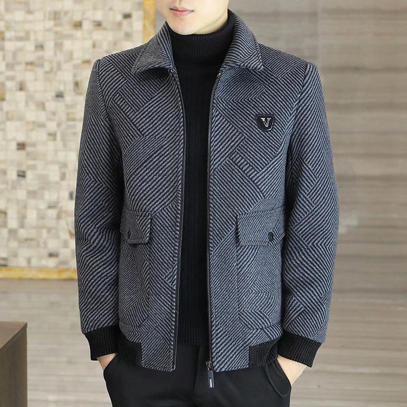 

Высококачественные шерстяные куртки, мужское деловое пальто, повседневный облегающий короткий Тренч, уличная одежда, пальто, ветровка 2024