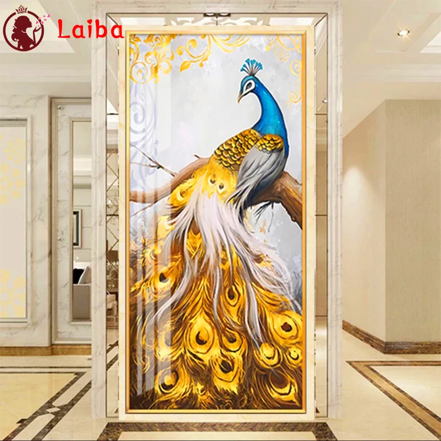 

DIY Diamond Painting Modern Animal Art Golden Peacock Diamond Mosaic Full Drill Square round stones Cross Stitch Handmade Hobby