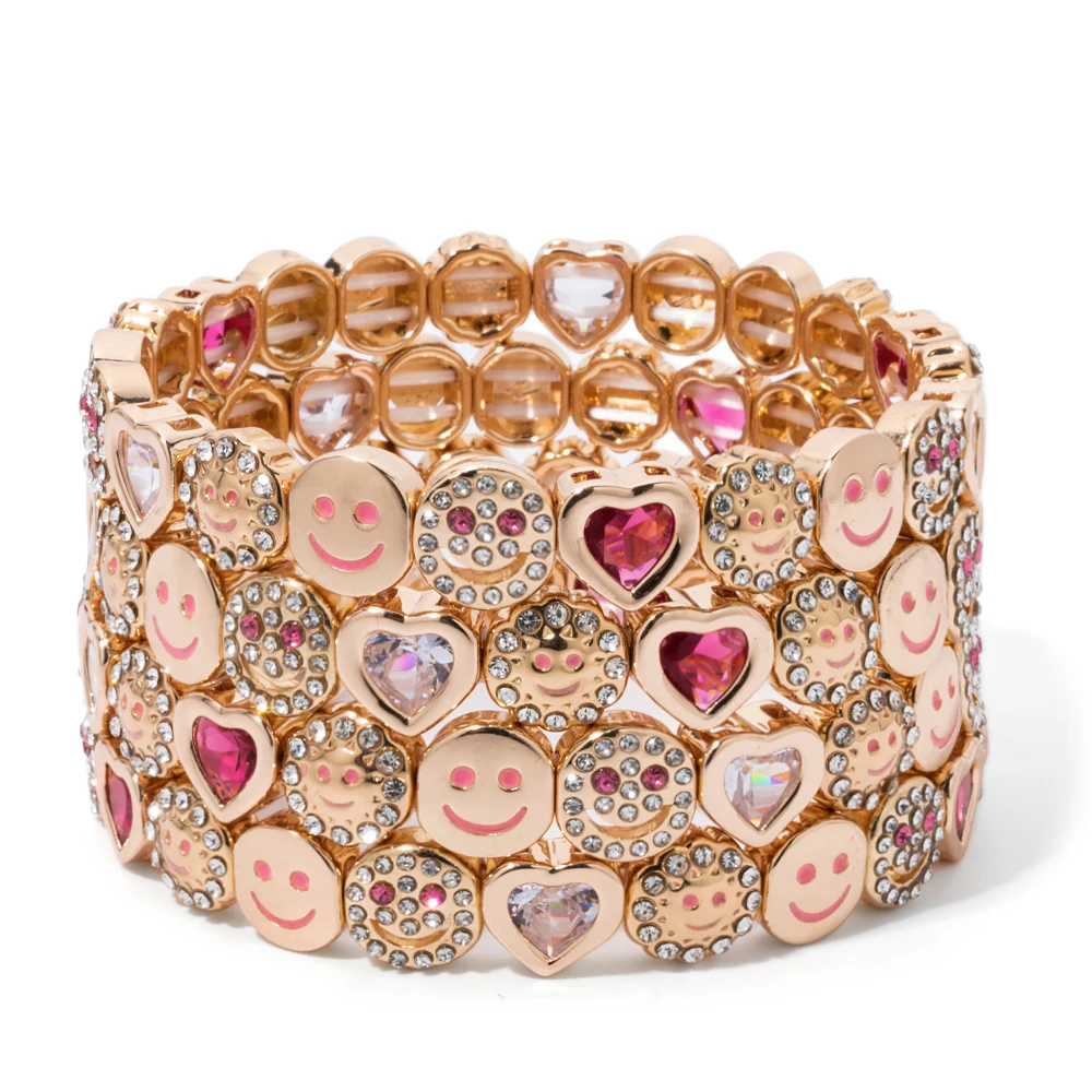 2024 новый золотой браслет Happy Love для женщин эластичные браслеты с подвесками из