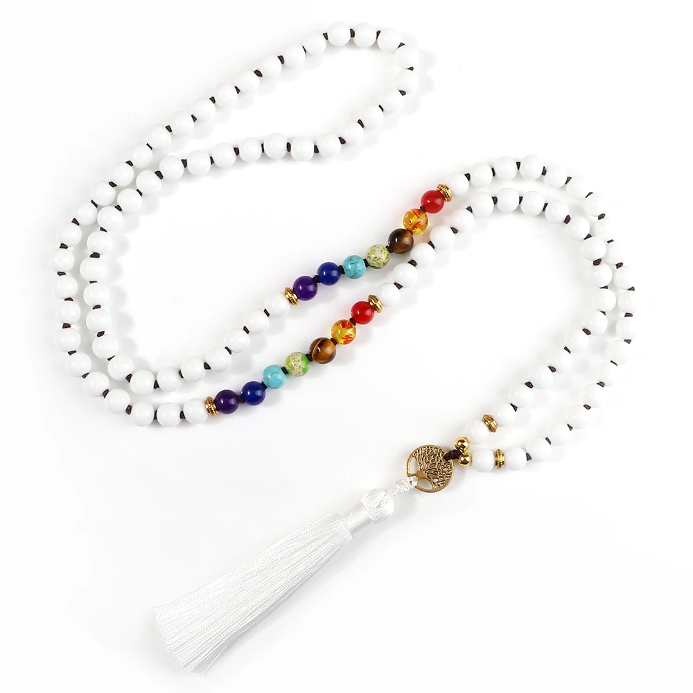 Ожерелье с 7 чакрами жизненного дерева рейки для мужчин и женщин 8 мм натуральные