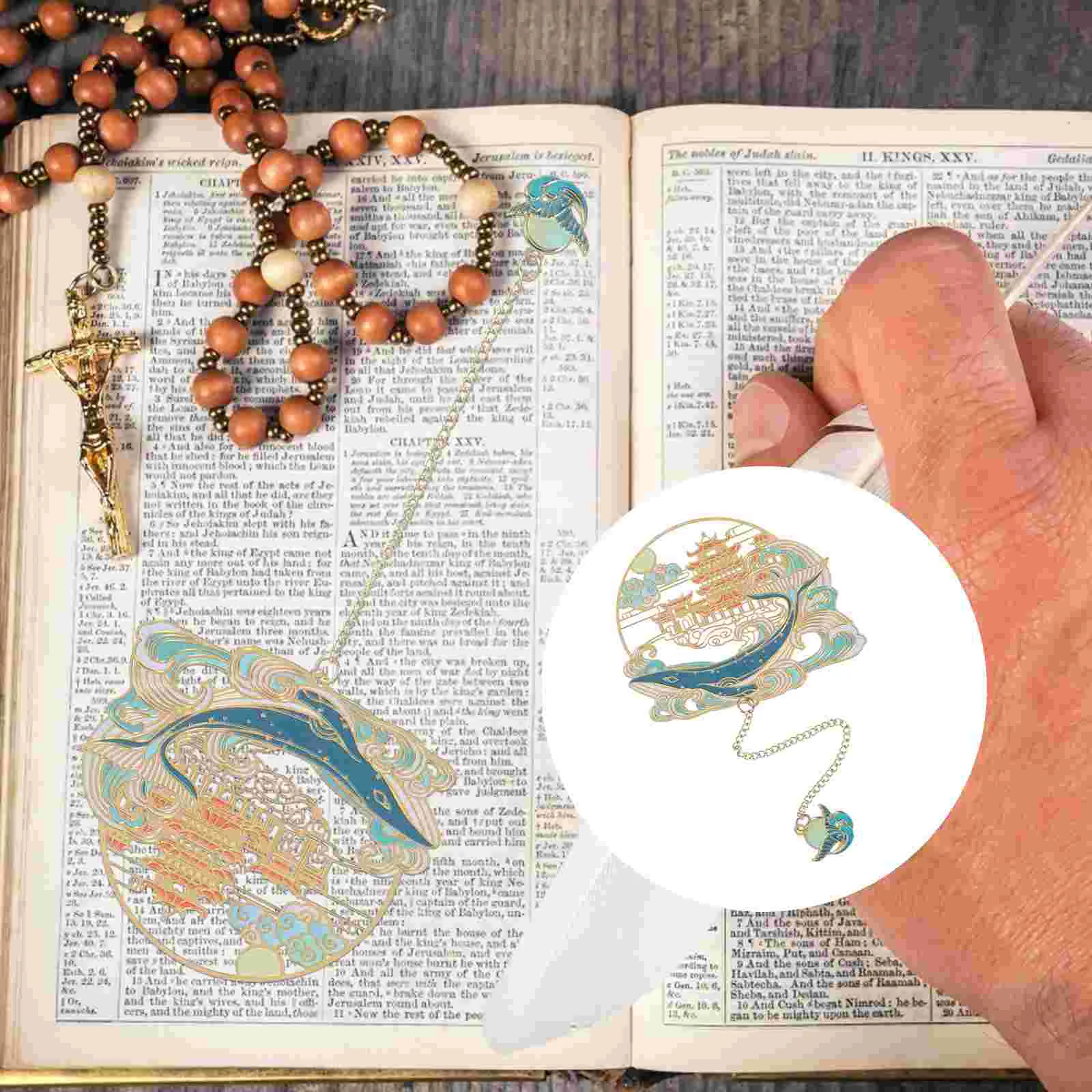 

Brass Bookmark Chinese Decor Bookmarks Japanese Pendant Decorate Page Marker