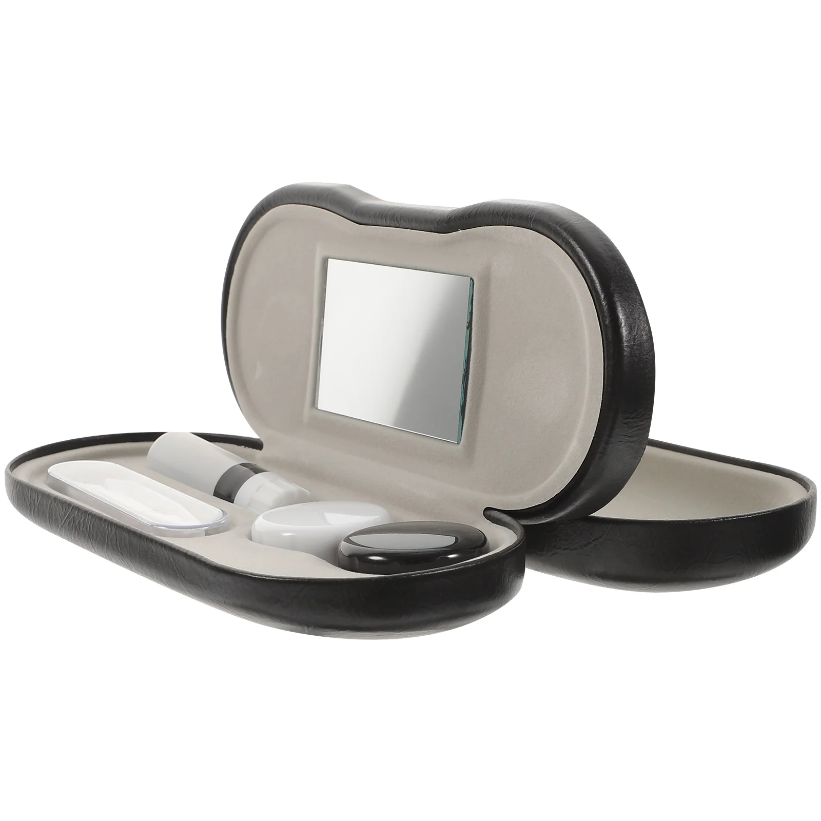 

Double Layer Glasses Organizer Sunglasses Case Contacts Colored Lenses Container Pu Eyeglasses Travel