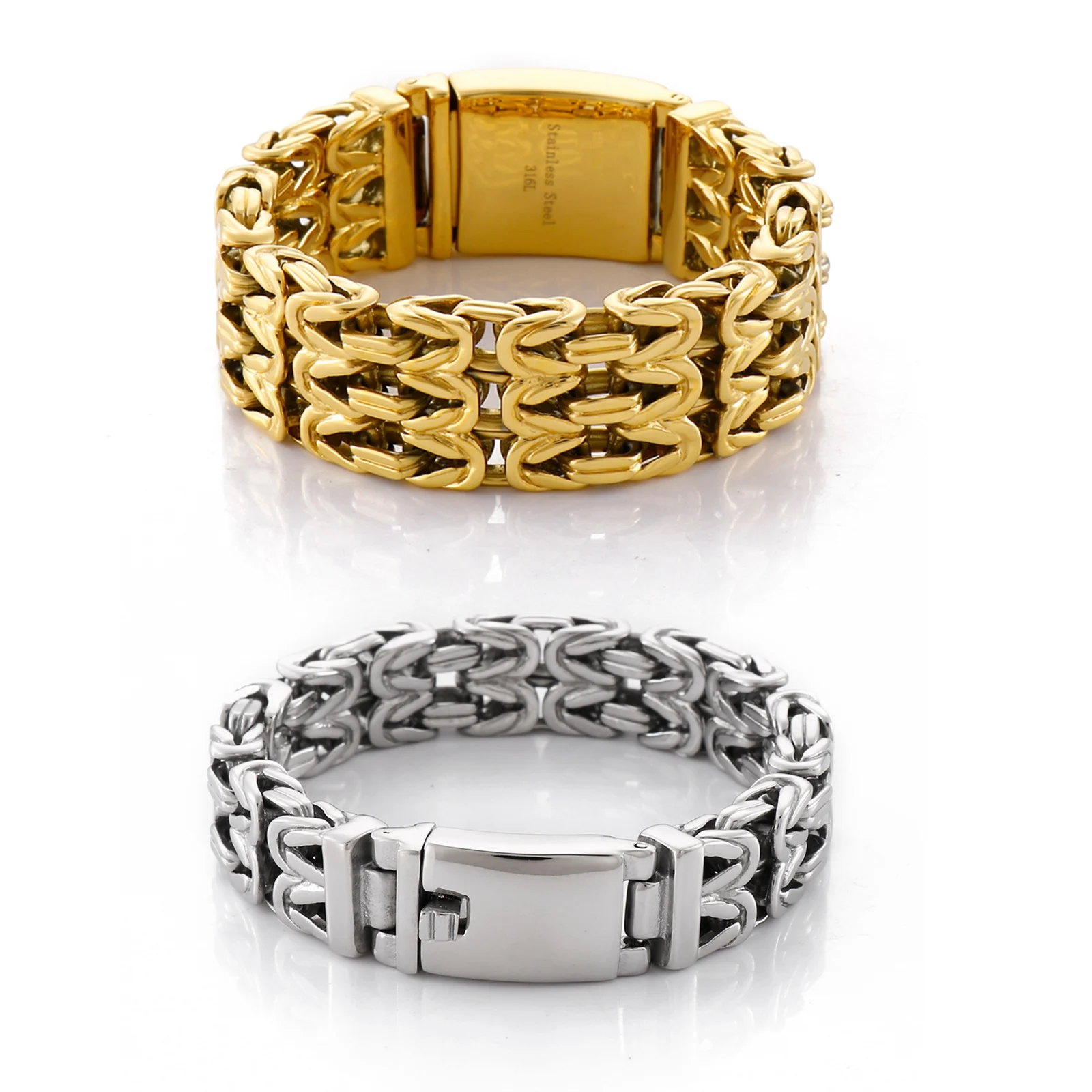 

15/23mm Mesh Chain Bracelet Men Stainless Steel Biker Link Trendy Jewelry