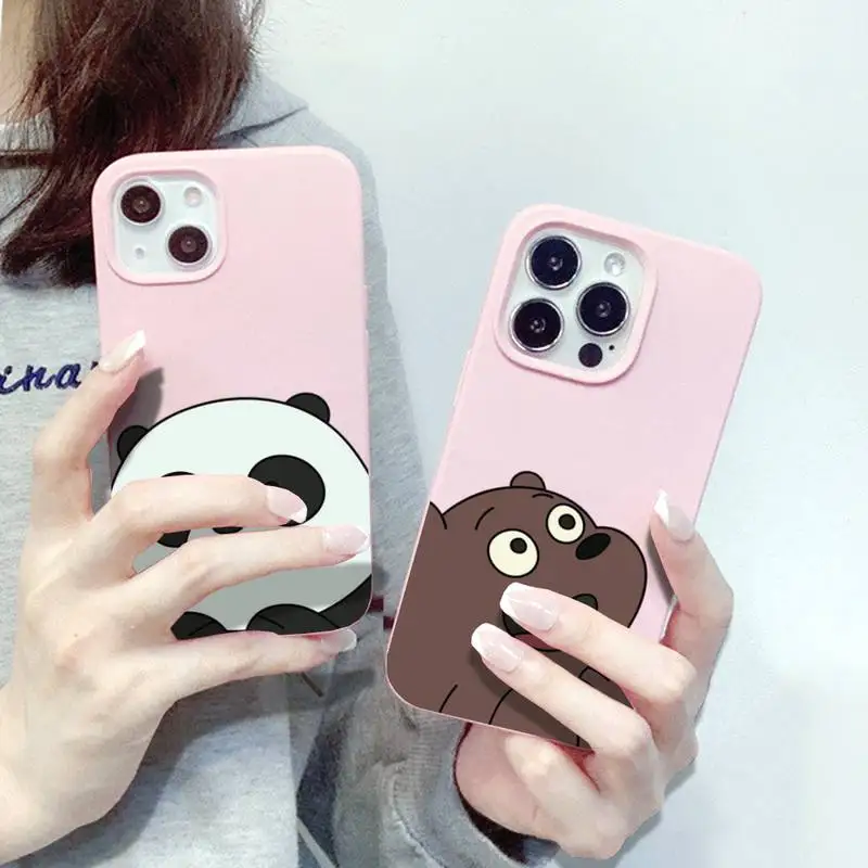 Телефонный чехол Bandai We Naked Bears для IPhone 11 12 13 Pro Max Mini Xs Xr X 8 7 6s 6 Plus розовый конфетных