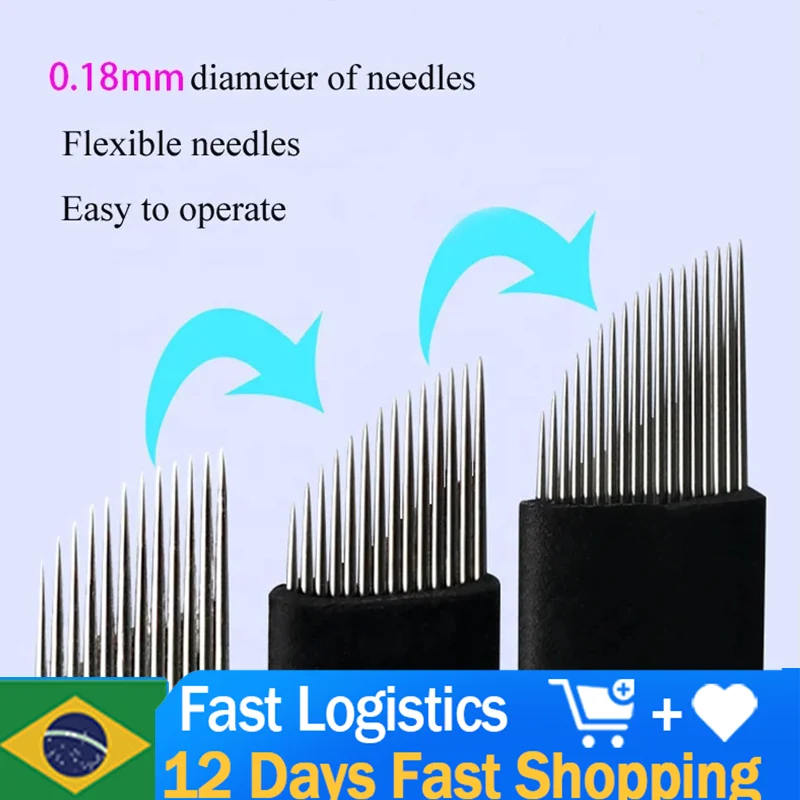 100pcs Laminas Microblading 18U Blades 0.18mm Semi-permanent Makeup Nano Tebori Needles For Manual Eyebrow Lips Embroidery Pen