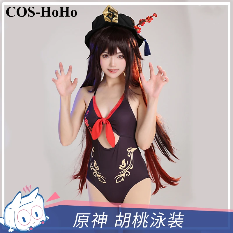 

COS-HoHo Anime Genshin Impact Hu Tao Summer Hot Spring Swimsuit Lovely Jumpsuits Uniform Cosplay Costume Party Swimwear Women
