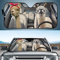funnt animal alpaca uv protect foldable windshield sun shade for car childrens durable windshield sunshade cover