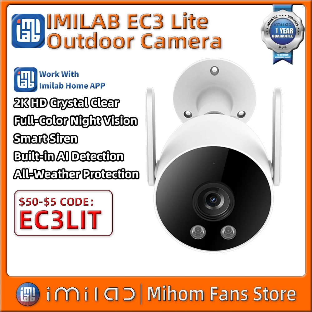 2023 IMILAB EC3 Lite Smart Camera Outdoor Wifi IP Video Surveillance Security Protection Cam Full Color Night Vision CCTV Webcam