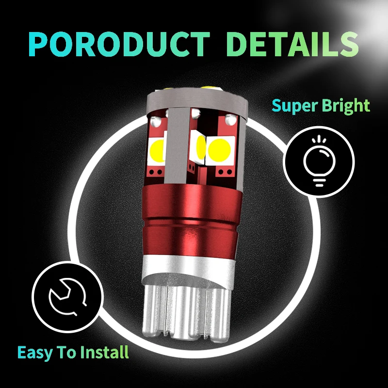 4 шт. Автомобильные светодиодные лампы T10 W5W 168 192 12SMD 12-24 В