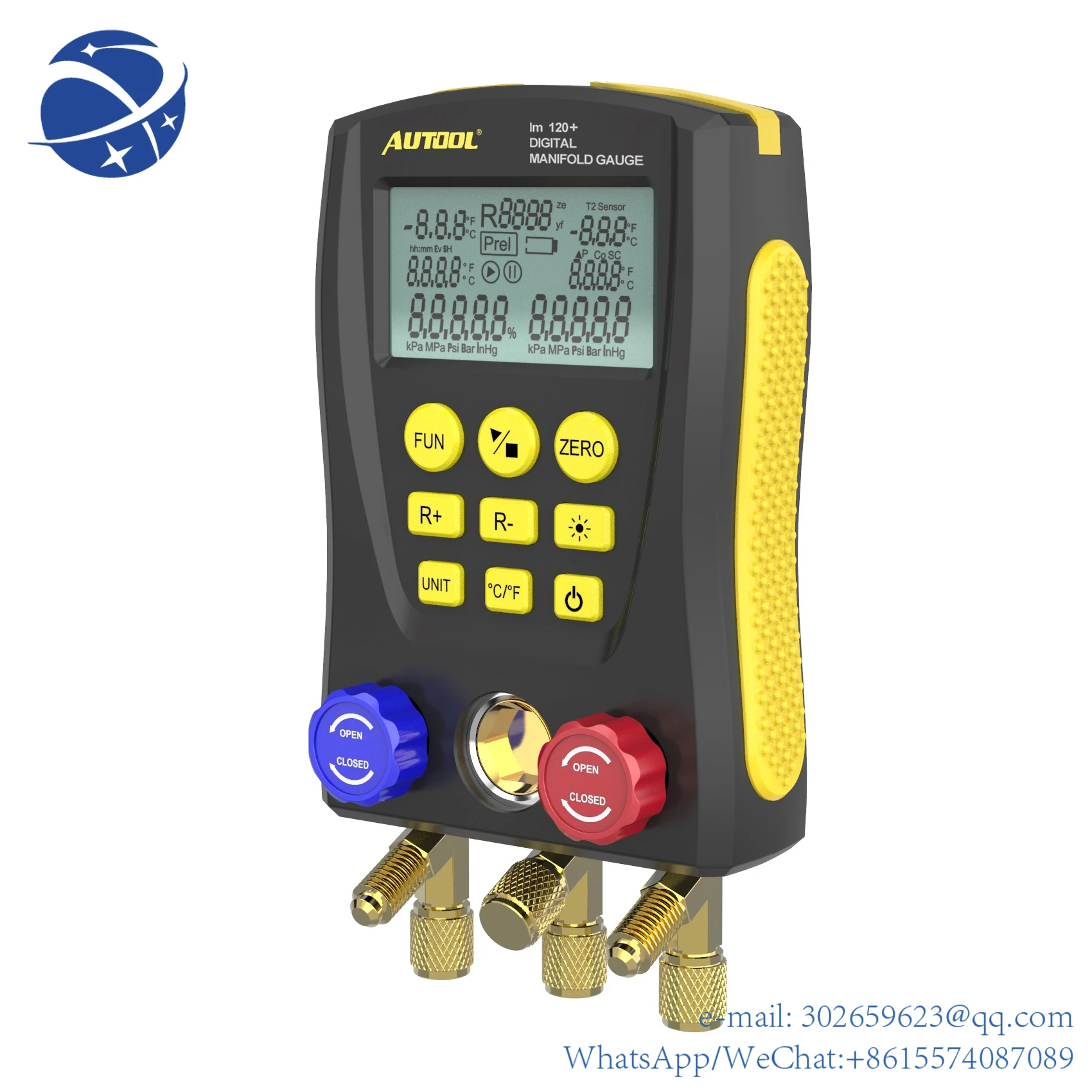 

AUTOOL LM120+ Refrigerant Cold Medium Car Digital Manifold Meter HVAC Vacuum Pressure Temperature Tester Same as Testo