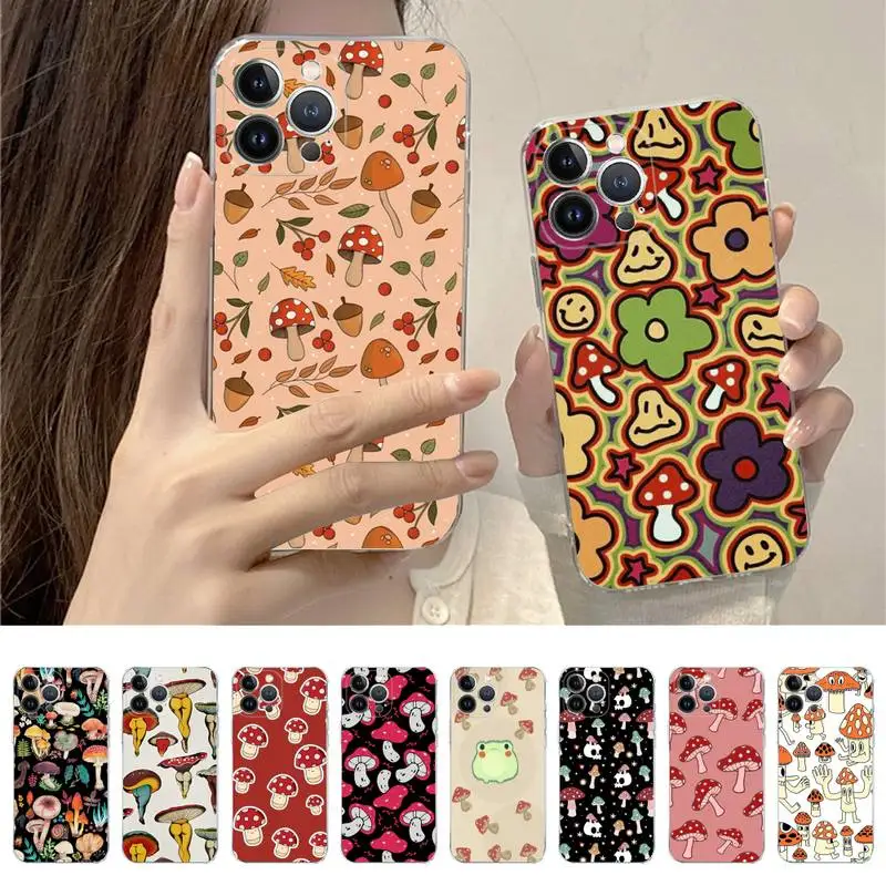 

Mushroom Cute Phone Case For iPhone 14 11 12 13 Mini Pro XS Max Cover 6 7 8 Plus X XR SE 2020 Funda Shell