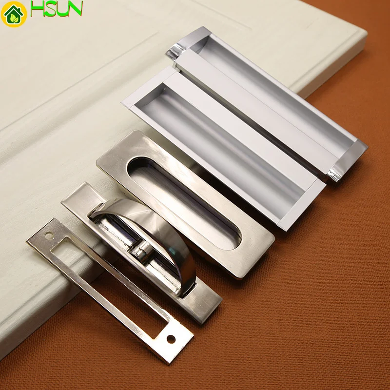 

2 pcs Concealed handle embedded zinc alloy invisible Sliding Door Drawer square cabinet door hidden aluminum handle