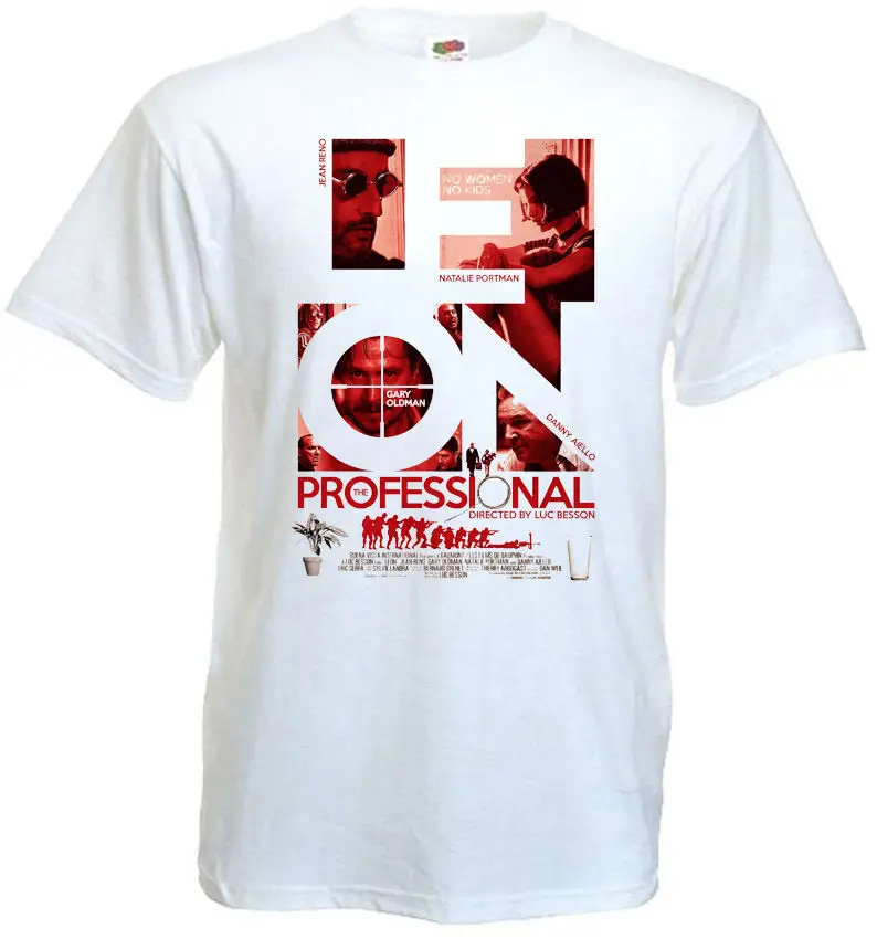 Leon профессиональная футболка v4 белый постер для фильмов все размеры