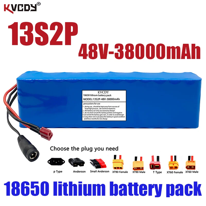 

E-bike battery 48v 38Ah 18650lithium ion battery pack 13S2P 38000mAh High Power bike conversion kit bafang 1000w BMS protection