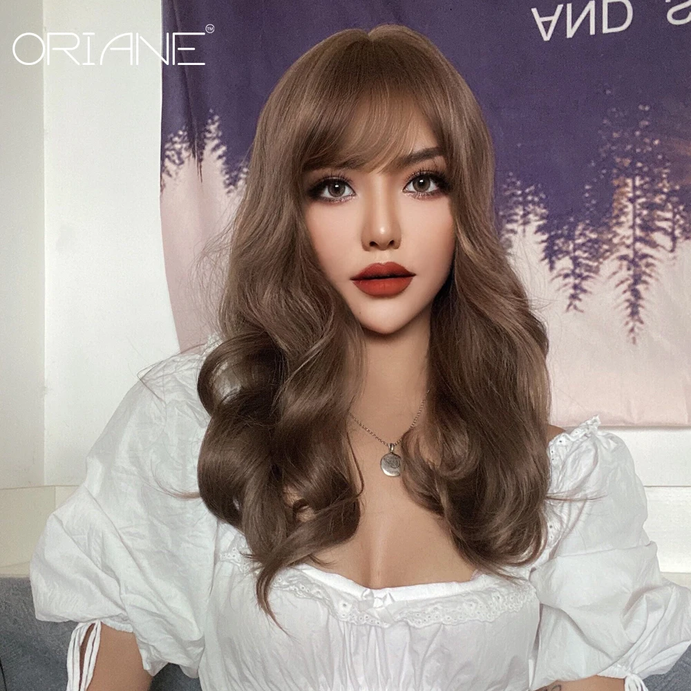 

Женские волнистые синтетические парики ORIANE с челкой, повседневные высокотемпературные искусственные волосы для косплея прекрасной Лолиты...