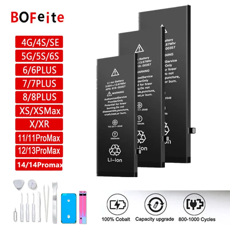 2023 original 0 Cycle Phone Battery For iPhone 5S 5 SE 2016 6 6s 7 8 Plus X XR XS MAX 7G 8P 7PLUS 11 12 13 14 pro max  Bateria enlarge