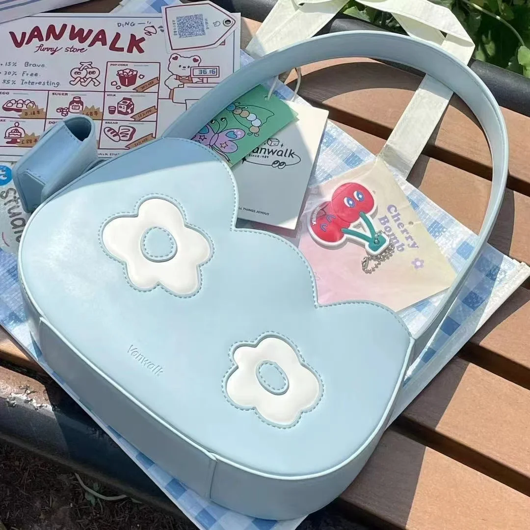 

Summer Cute Flowers Tulip Woman Bag Waterproof High-capacity PU Casual Shoulder Bag Kawaii Tote Bag Underarm Bag Phone Bag