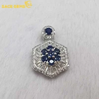 sace gems luxury pendant for women 925 sterling silver 33mm sapphire pendant necklace wedding party fine jewelry gifts