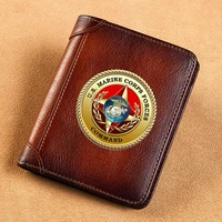 high quality genuine leather men wallets u s marine corps forces command short card holder men purse luxury brand male wallet