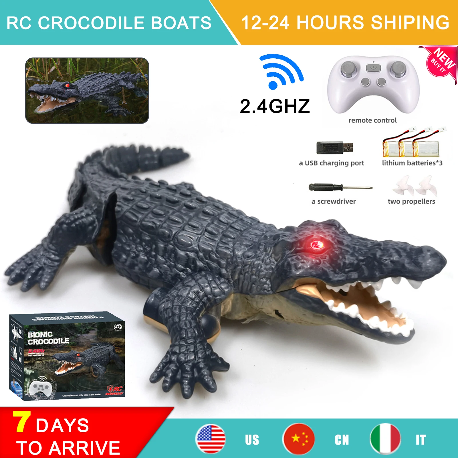 

Водные игрушки на радиоуправлении, 2,4 ГГц, высокая имитация крокодила, лодки с дистанционным управлением, забавные хитрые игрушки, радиоупр...