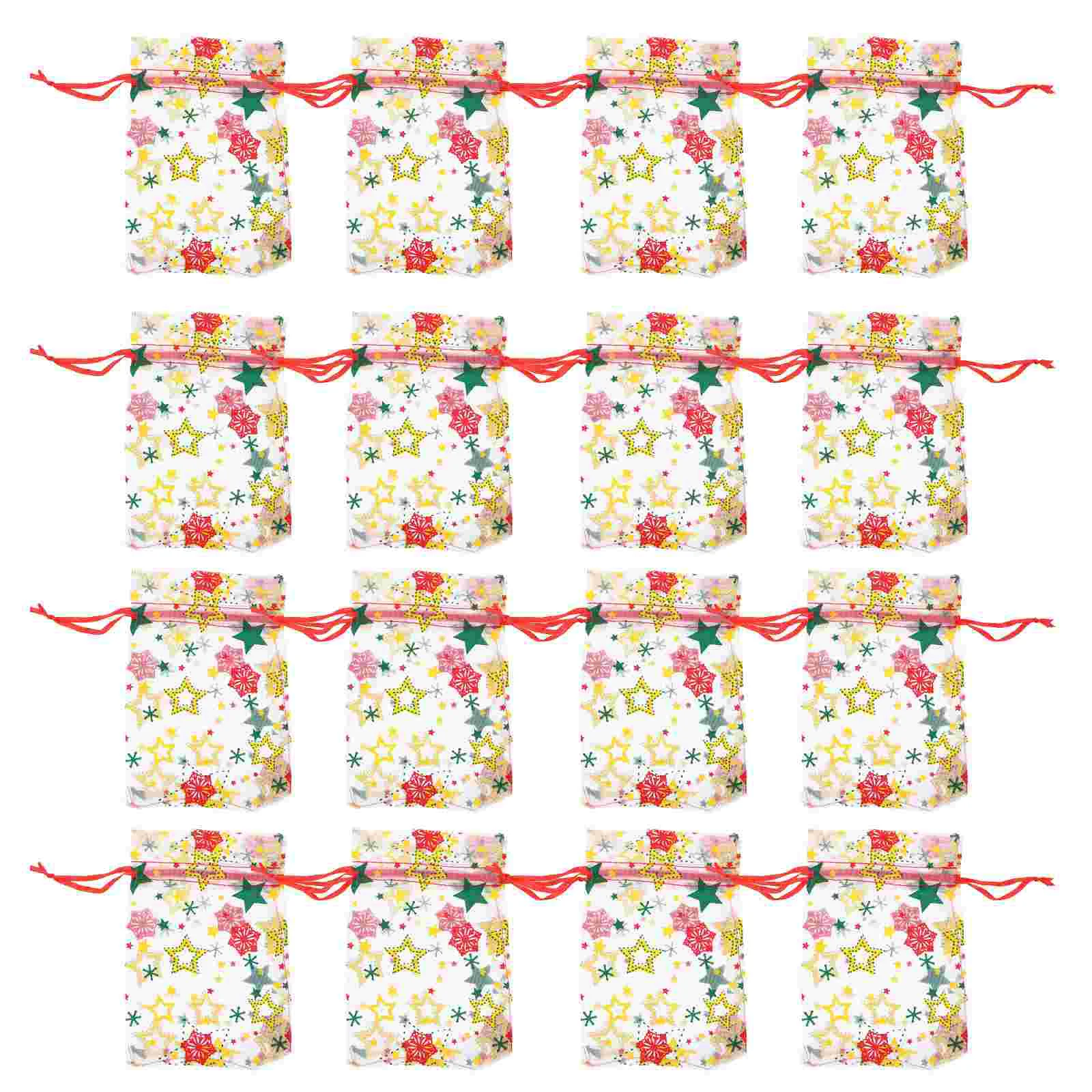 

50pcs Charming Decorative Christmas Drawstring Bags Organza Bags Candy Pouches for Festival