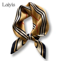 2022 print stripe 100 silk square scarf women hair band wrist foulard england style neckerchief bandana classice echarpe
