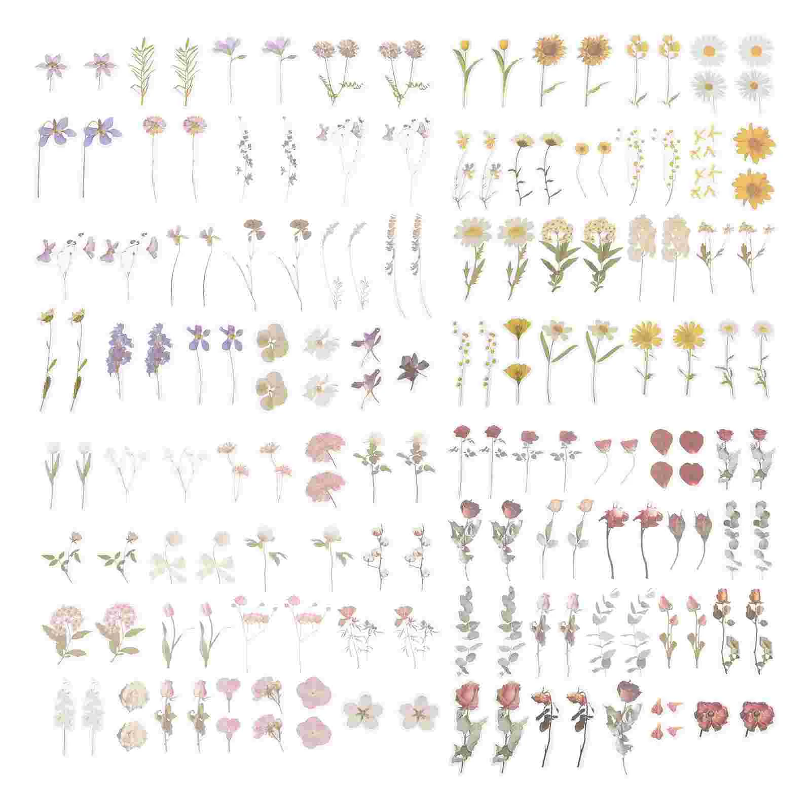 

4 Boxes Transparent Flower Stickers Scrapbook Decals Notebook DIY Scrapbooking Album Decors Patches Travel