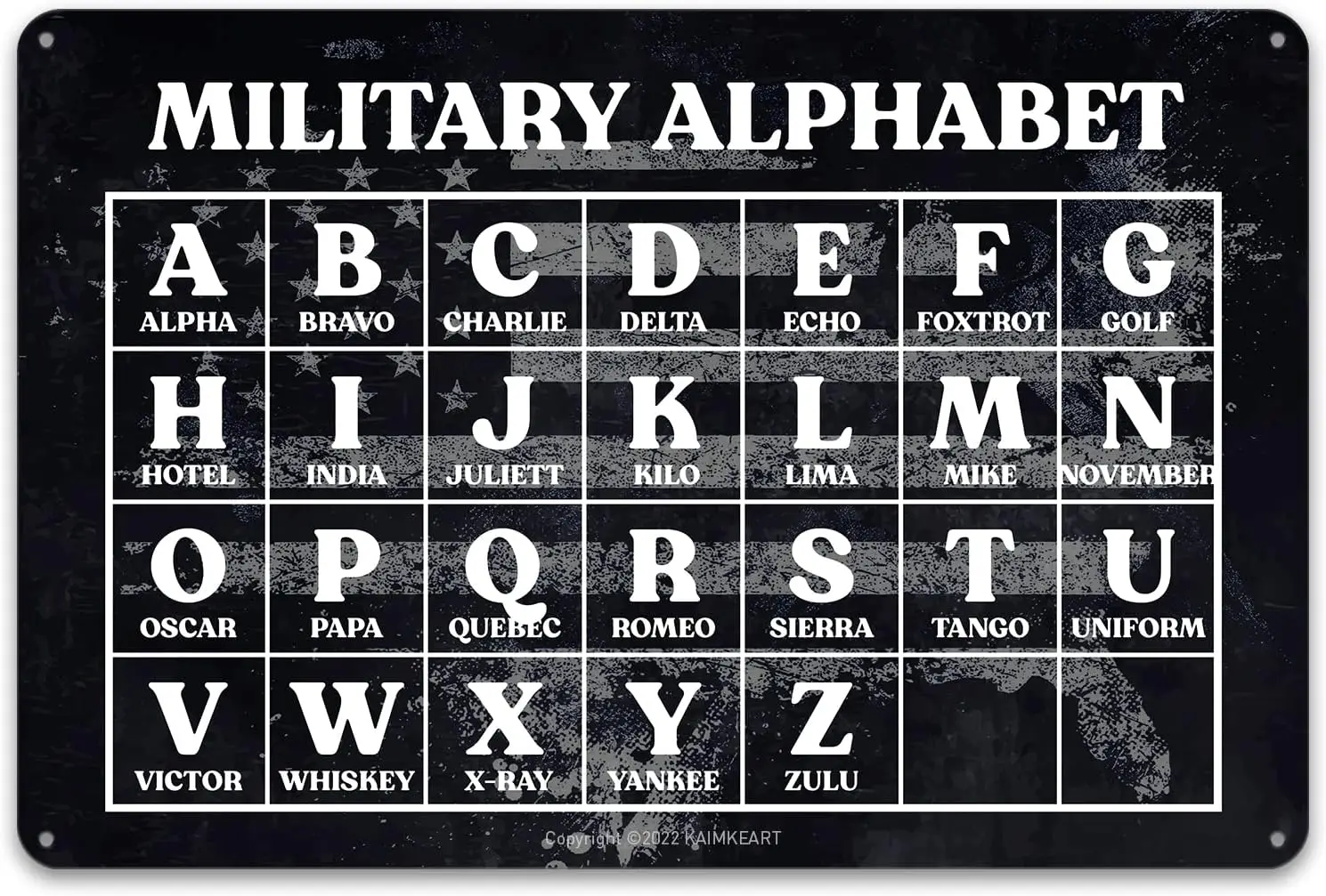 Плакат KMKERT Mltry lphbet — Ptrotc Wll rt wth mer Flg Mp для rmy Nvy Mrne USMC r Force Vetern