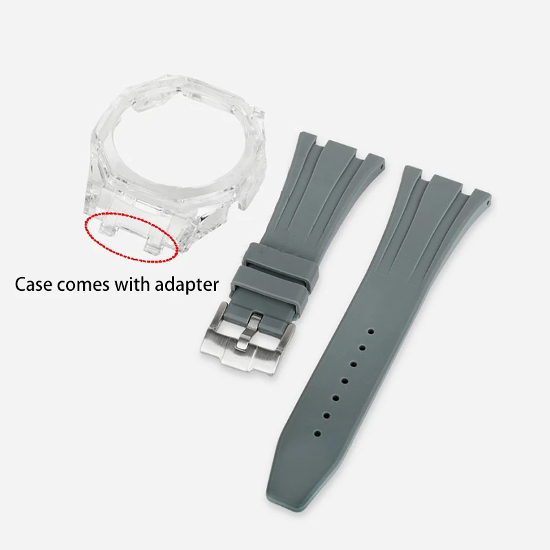 Latest Transparent Casioak Mod Kit for GA2100 Replacement PC Case Strap for Casio GA-2100 2110 Rubber Watch Band Metal Buckle