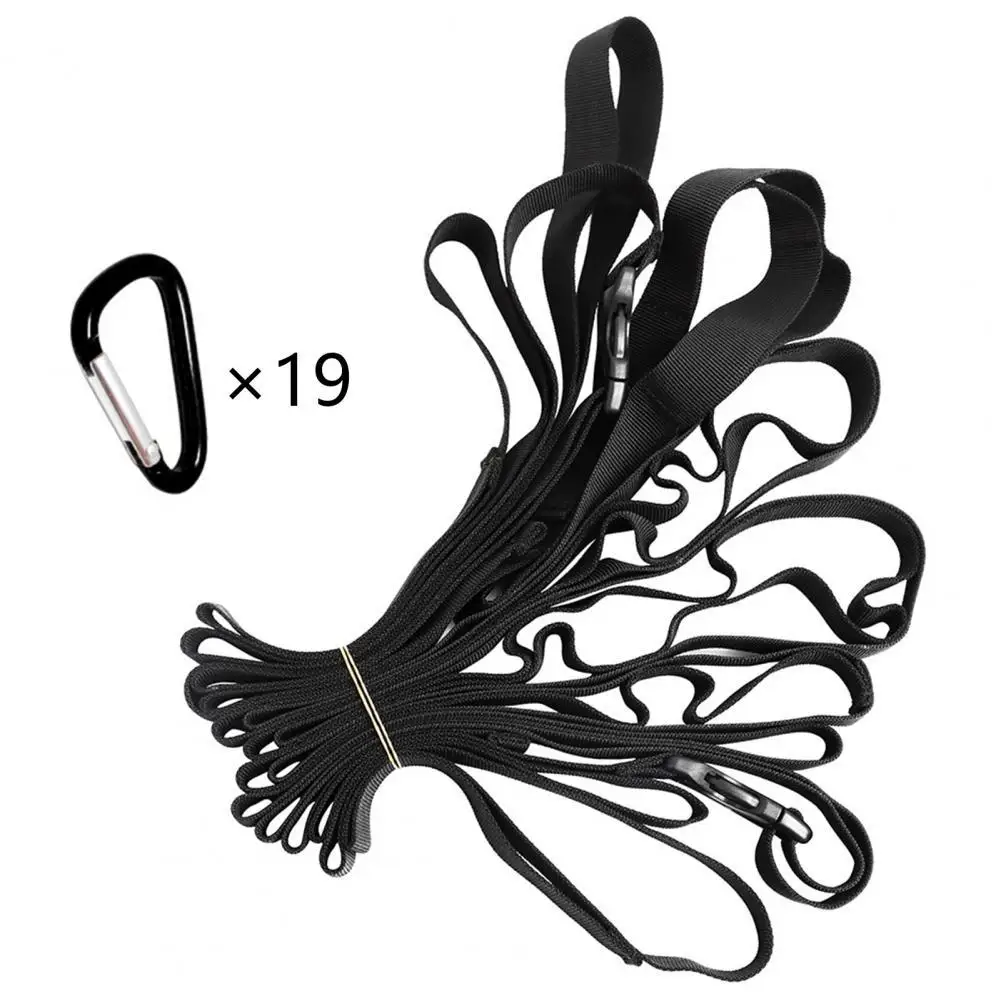 

19 Loop Camping Lanyard High-strength Campsite Storage Strap Wear-resistant Durable Camping Clothesline With Carabiner for Tent