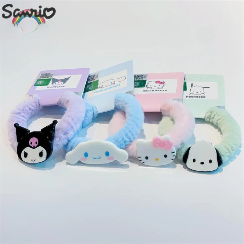 

Детская заколка-пряжка из аниме Hello Kitty Kawaii Sanrio Cinnamoroll Kuromi милые Мультяшные головные уборы плюшевые резинки подарок для девочек