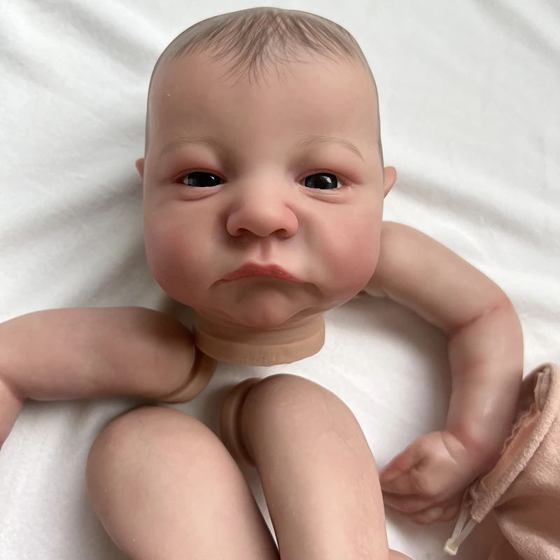 

19inch Already Painted Reborn Doll Parts Levi Awake Lifelike Baby 3D Painting with Visible Veins Cloth Body Included