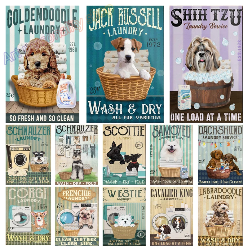 Винтажный металлический оловянный плакат для домашних питомцев, кавалер, Кинг, Чарльз, спаниель, банная собака, художественный плакат для ванной, домашний декор 12x16 дюймов