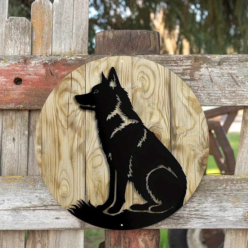 ł okrągły aluminiowy metalowy znak płaski wieniec 2D z wzorem psa na drzwi wystrój domu dekoracja ścienna odpowiednia dla różnych scenariuszy