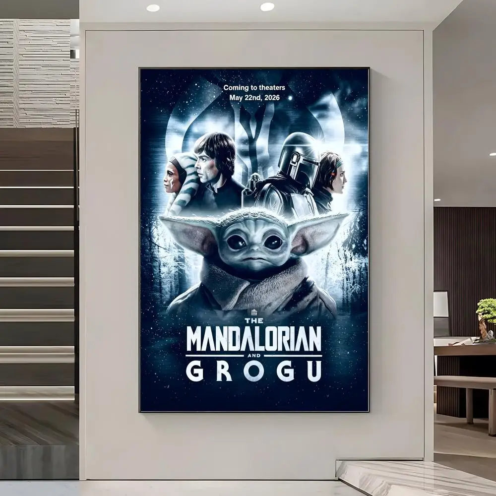 Фото Постер с изображением персонажей фильма «Манга-Далориан-Н» и «Г-Грогу», художественный стильный настенный декор для дома, офиса, ванной комнаты ‌   Декор для дома №5