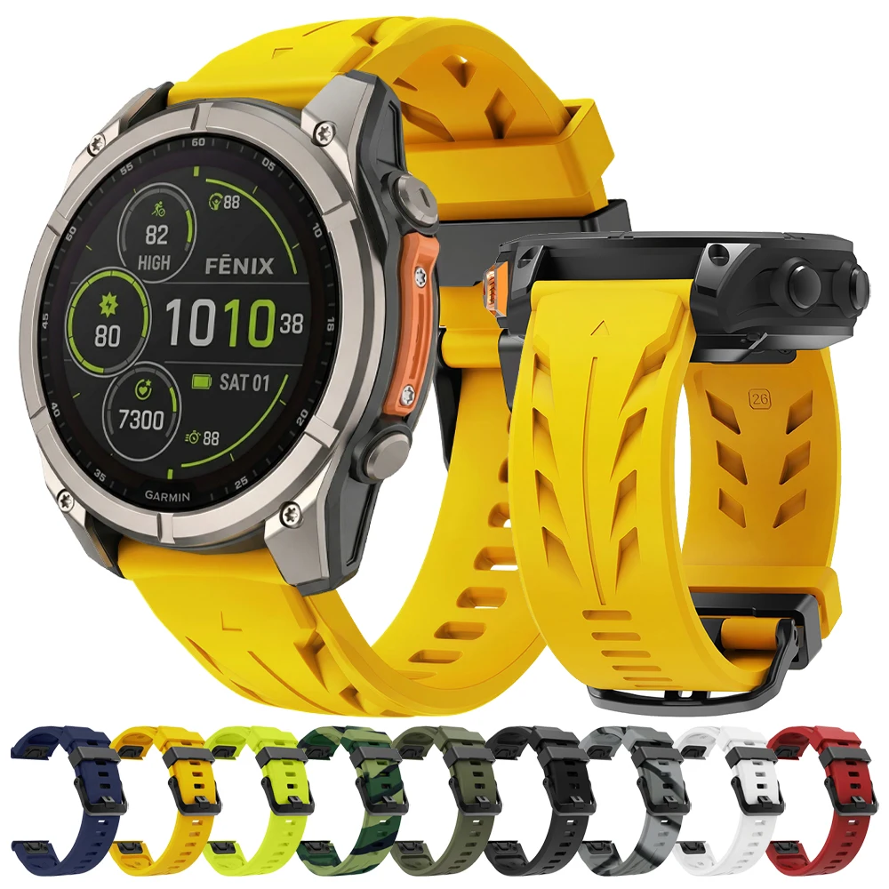 Фото Силиконовый спортивный ремешок QuickFit 22 мм 26 мм для Garmin Fenix 8 Pro 47 мм 51 мм, E 7, 7X, 6, 6X / Quatix / Tactix / D2 Mach 2 Pro / Epix №1
