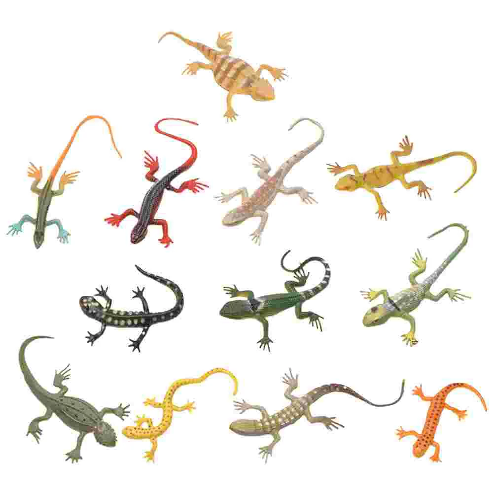 

12 Pcs Educational Toys Artificial Lizard Simulation Gecko Party Favors Painted Home Decor Halloween Trick Props Child